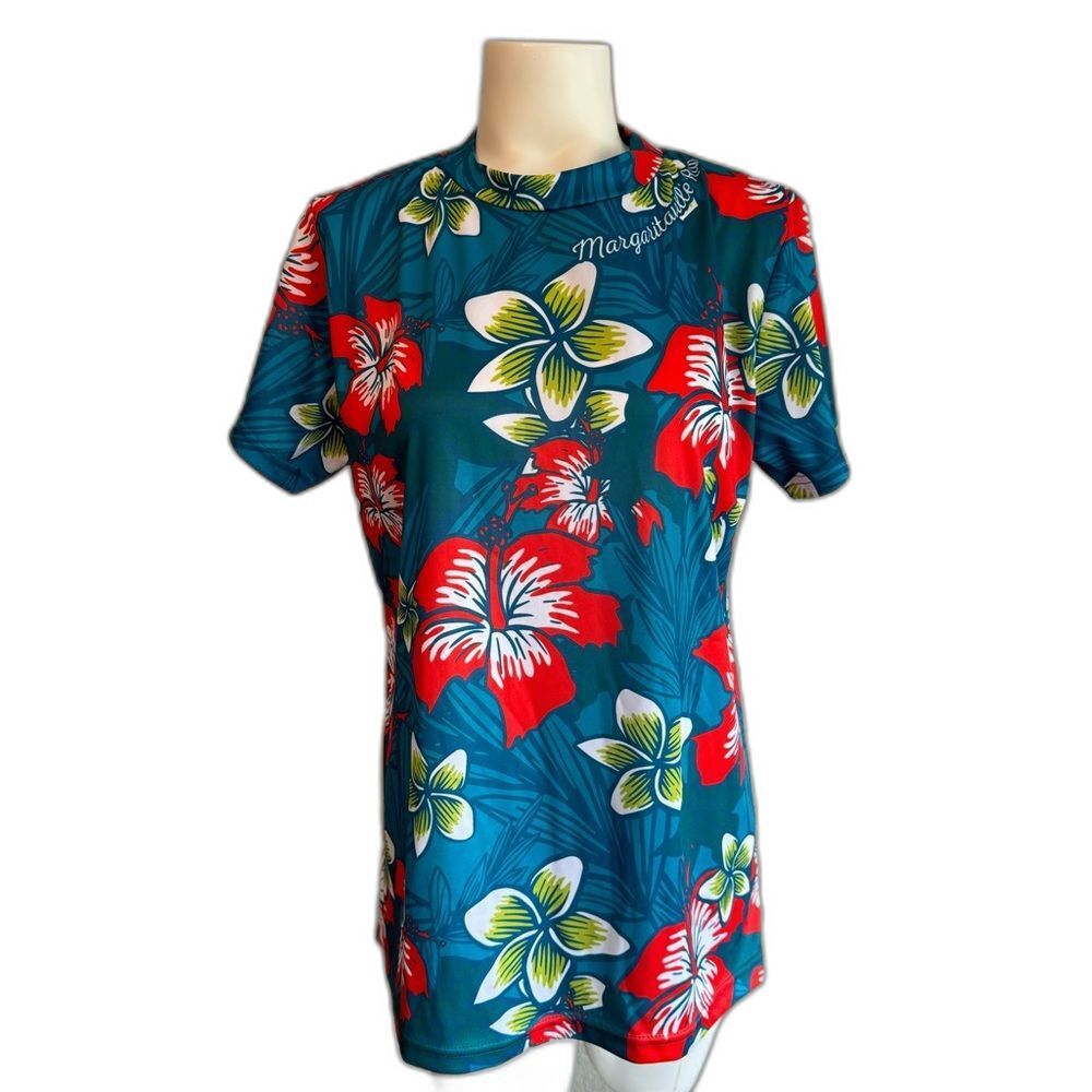 Margaritaville Run Floral Tropical Athletic Running Top Women’s Large L